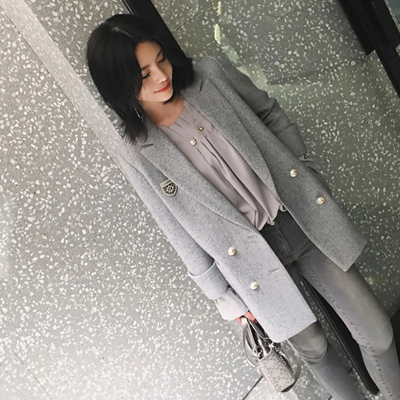 Spring autumn women coat 2018 fashion new Striped medium long section double-breasted long sleeve Casual female Blazers ll501