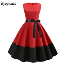 De talla grande ropa de las mujeres pin up negro rojo Vestidos de verano casuales Retro fiesta Rockabilly años 50s 60s Vintage Vestidos