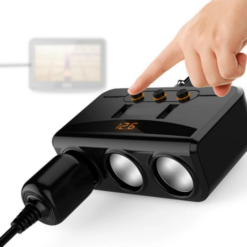 2 USB зарядное устройство + двойные розетки автомобильного прикуривателя