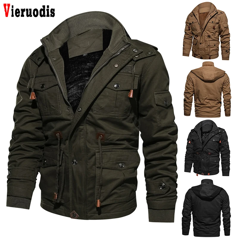 

Male Military Jacket Warm Hooded Coat Thermal Thick Outerwear Winter Mens Brand Clothing Men's Fleece Jackets KB822