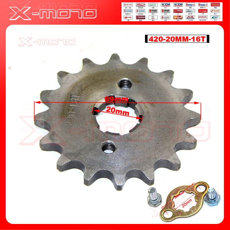 

420 16 T Tooth 20mm ID Front Engine Sprocket for GPX Orion SSR SDG Dirt Pit Bike ATV Quad Motor Moped Buggy Scooter Motorcycle
