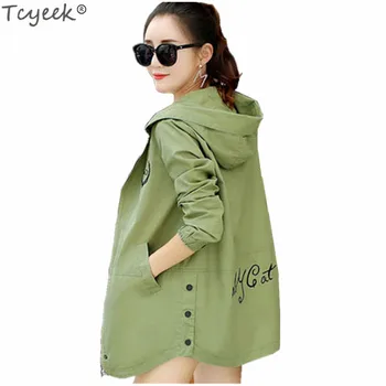 

Tcyeek New Fashion Kroean Style Women's Spring Autumn Short Coats Female Slim Jackets Girls Top Quality Clothes with Hat LWL052
