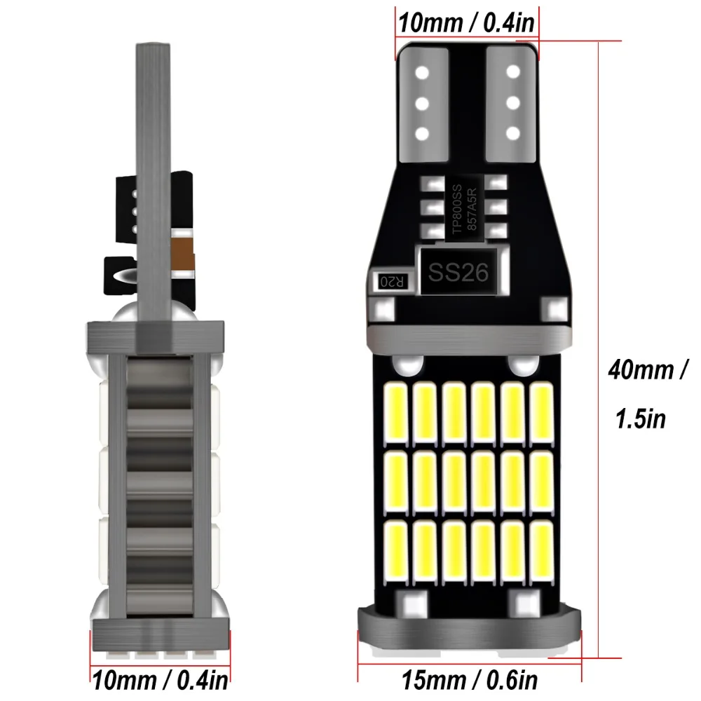 2 шт. супер яркий T15 W16W 921 45 SMD светодиодный 4014 Авто Canbus Габаритные фары для чтения