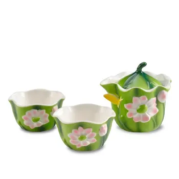 

Colored Enamel Porcelain Tea Pot Mug Set China Bone Ceramic Travel Chinese Kung Fu Creative Quick Kettle Cup