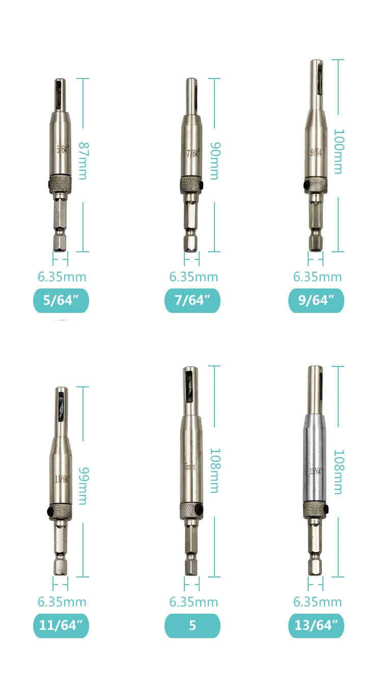 4 шт. HSS Самоцентрирующиеся шарнирные сверла набор дверных шкафов 5/6" 7/64" 9/6" 11/64" 13/6" оконные двери винт металлические сверла DT6