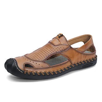 

Big Size Classic Men Soft Sandals Comfortable Men Summer Shoes Leather Sandals Men Summer Sandals Beach size 46 outdoor sandals