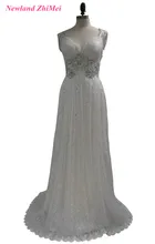 Elegant Lace Wedding Dress 2017 Hot Sale V Neck Backless Beading Applique Bridal Gown trouwjurk 2017