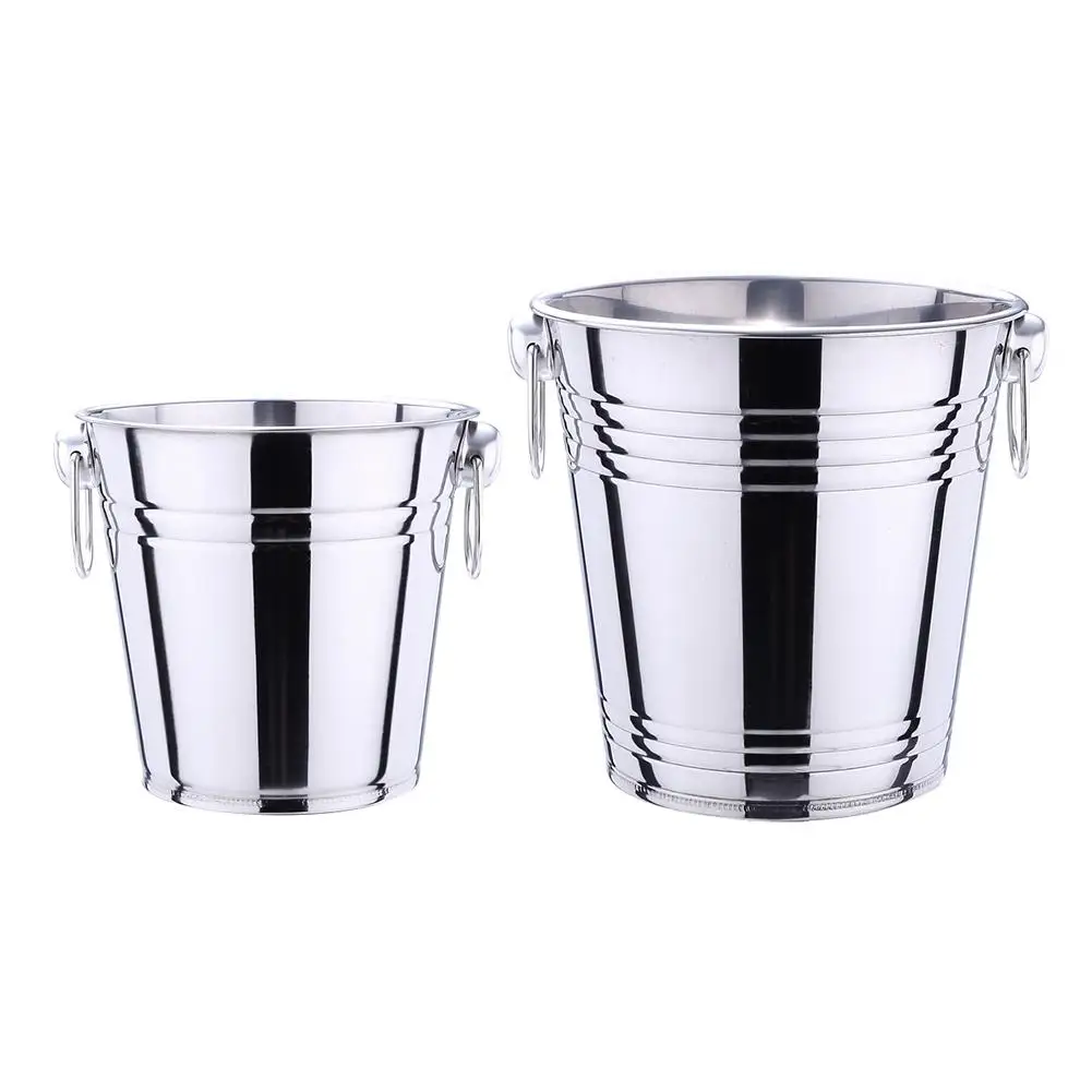 3L/5L Stainless Steel Bar Ice Bucket Dual Round Handles Champagne