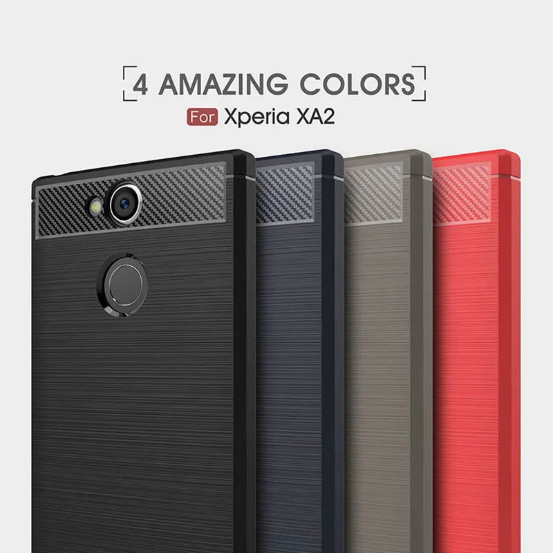 

1Pcs Luxury Mobile Phone Cases for SONY Xperia XA2 Silicone Drop Protection Gel carbon fiber Soft Shell