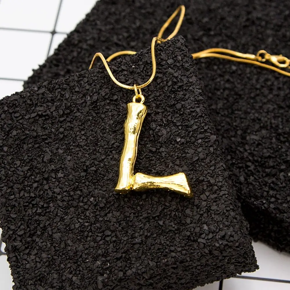 A-Z, модное персонализированное ожерелье с подвеской в виде букв алфавита, цепочка золотого цвета, оригинальное ожерелье с подвеской для женщин, ювелирные изделия - Окраска металла: L
