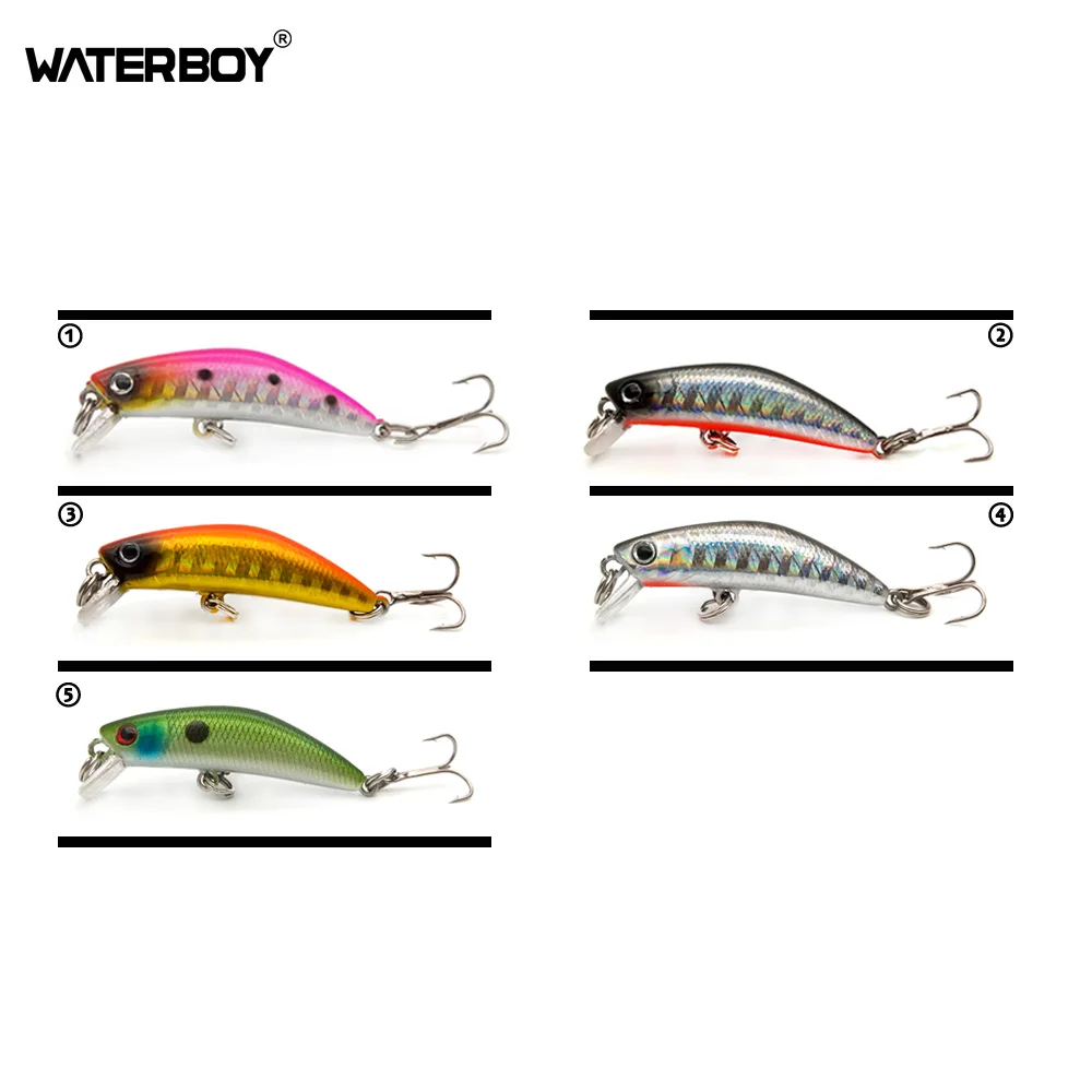  WATERBOY Mini Minnow Fishing Lure 4.2cm 1.7in 2.6g 0.1oz Lifelike Swimming and Color Spraying Artif