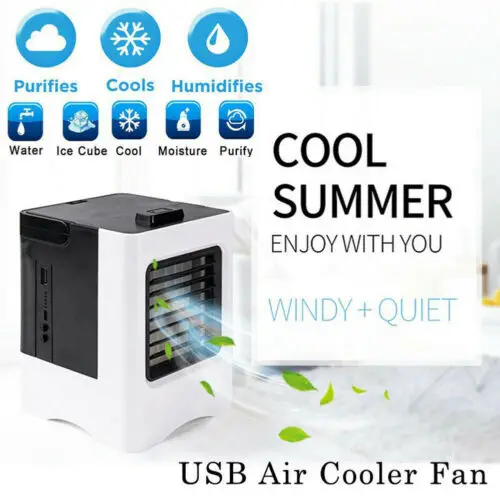 

USB Air Cooler Mini Cooling Fan Hand-held Humidifier Misting Water Spray Portable Air Conditioner With USB Cable 4D11