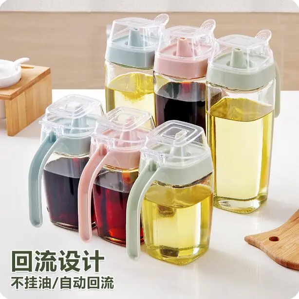 Plain Large Glass Jar Oiler Mason Jar Leak proof Seasoning Bottle Vinegar Bottleseasoning