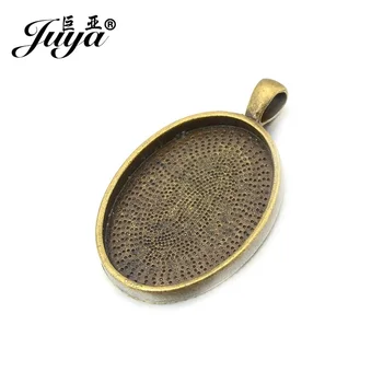 

JUYA 5pcs/lot 18x25mm Oval Pendant Blank Settings Cabochons Bases Bezel Trays Cabochon Cameo DIY Necklace Jewelr