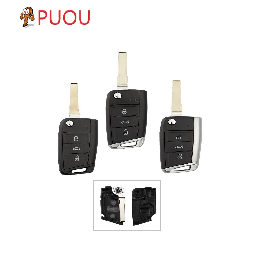 

3 Button Modified Flip Folding Remote Car Key Shell Replacement For B5 VW Golf 7 GTI MK7 Skoda Octavia A7 Seat MQB Auto part