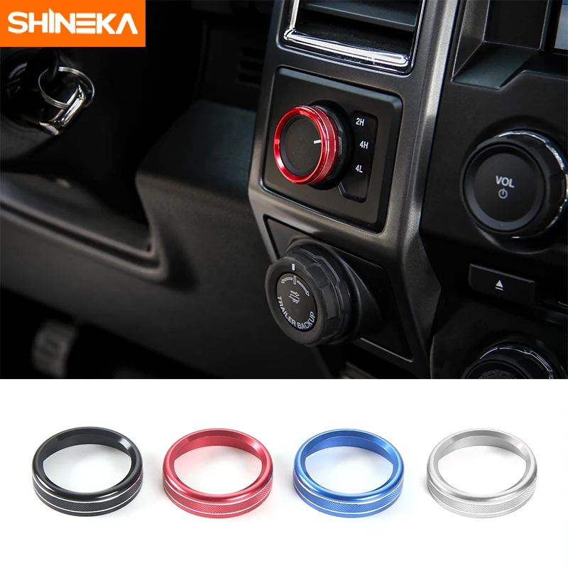 

SHINEKA Aluminium Alloy 4 WD Four Drive Switch Button Decorative Ring Cover Frame Sticker Kit for Ford F150 XLT 2016+