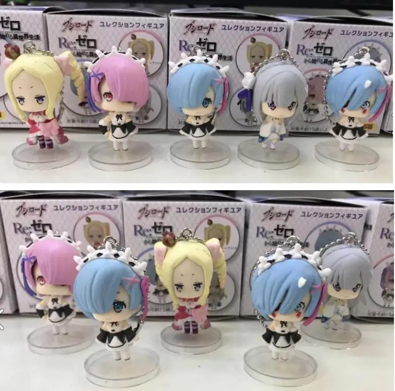 

5pieces/set Re:Life In A Different World From Zero Ram Rem Keychain Action Figure PVC toys Collection figures for friends gifts