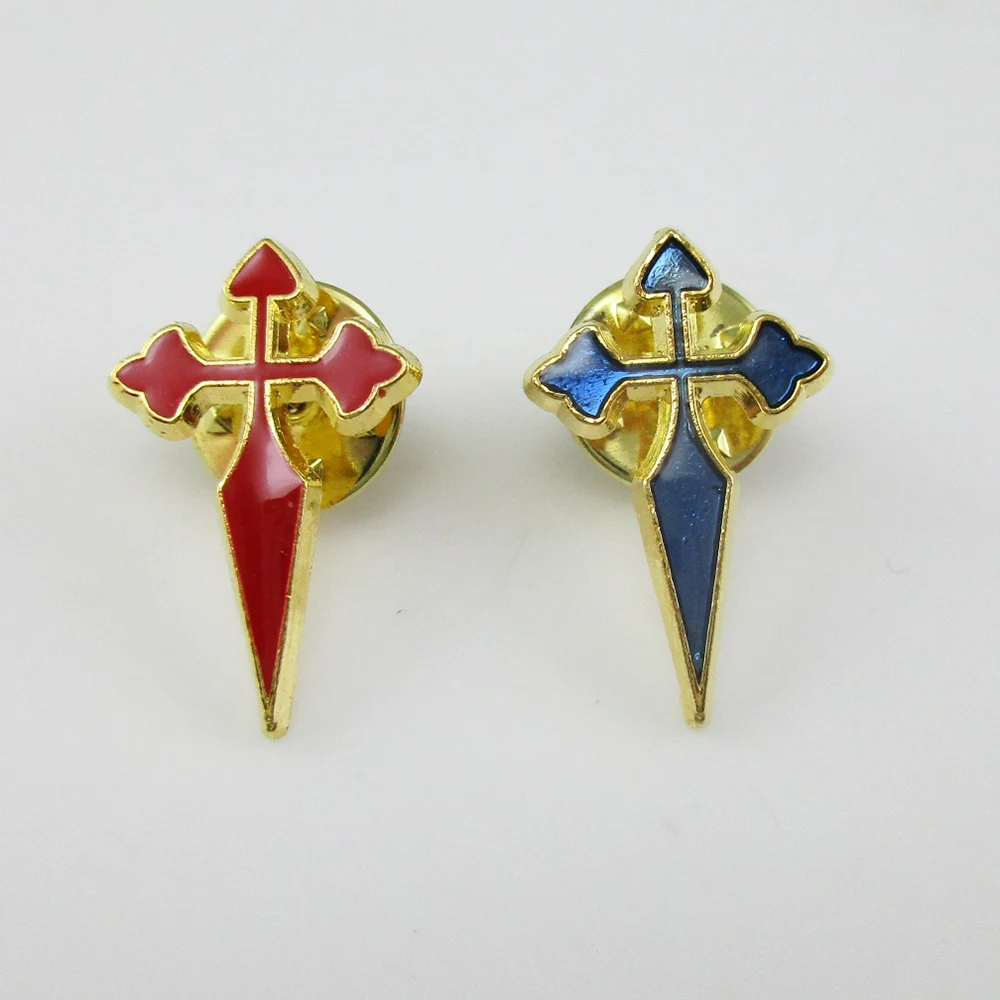 

500pcs of Assorted Red and Royal Blue Saint James Crusader Cross Pins and 500pcs of Silver Plating Saint James Crusader Cross