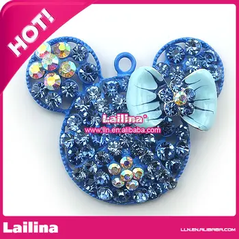 

popualr high quality buke crystal chunky mouse head rhinestone pendants