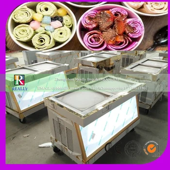 

portable double square pan fried ice cream roll machine flat pan roll ice cream making fried ice cream machine