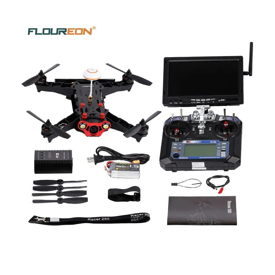 

Carbon Fiber Floureon Racer 250 6CH FPV Racing Quadcopter 1000TVL Camera with 6 Axis Gyro / FLYSKY FS - i6 Transmitter Newest