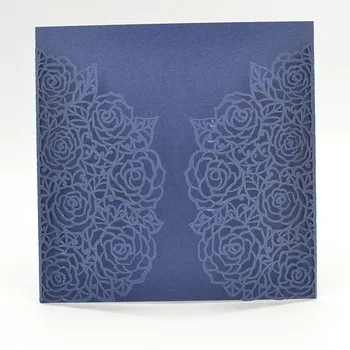 

New products 2018 ideals laser cut rose romantic wedding invitation card