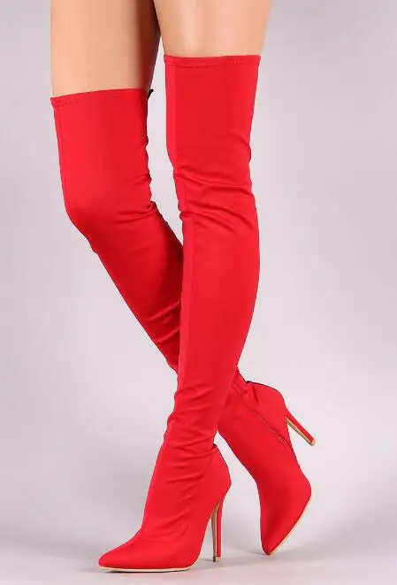 red thigh high boots wide calf
