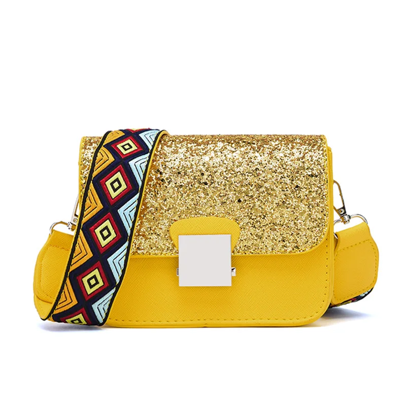 

Joker Shoulder Strap Shoulder Bag Sequin Small Square Bag Wide Shoulder Bag Lady
