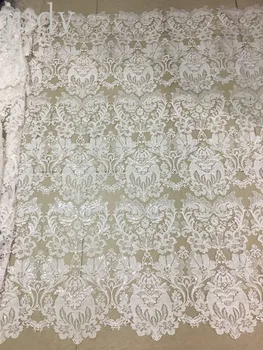 

sequin fabric Xx0159# 3 color embroidery sequins beads net cloth wedding dress fabric for use at wedding parties