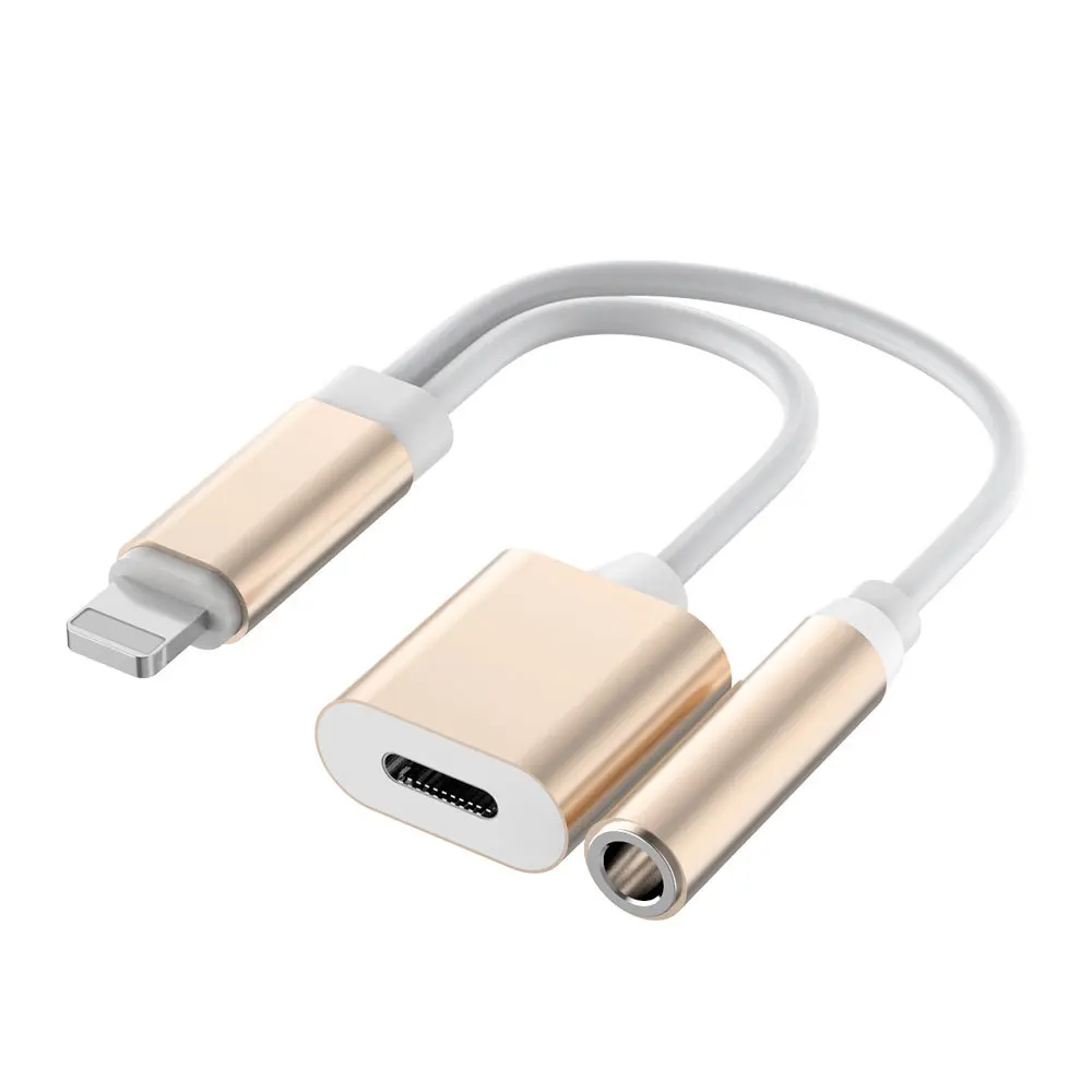 

2 in 1 For Lighting to 3.5mm Audio Converter For iPhone 7 8 Plus X Headphone USB Adapter For Apple IOS 10 Cable Splitter