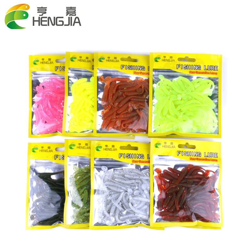 

Hengjia 50pcs/pack Fishing Lure Soft Bait 50mm/0.6g T Tail soft Fish SwimBait soft plastic worm bait Soft Lures Artificial Lures
