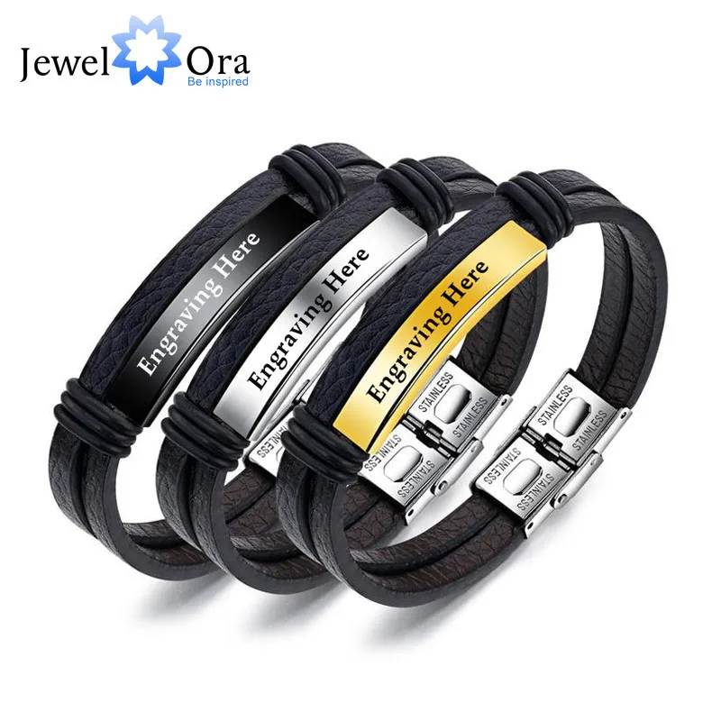 

Personalized Engraved Name Bar Bracelet for Men Jewelry Stainless Steel ID Bracelets & Bangles Accessories (JewelOra BA102255)