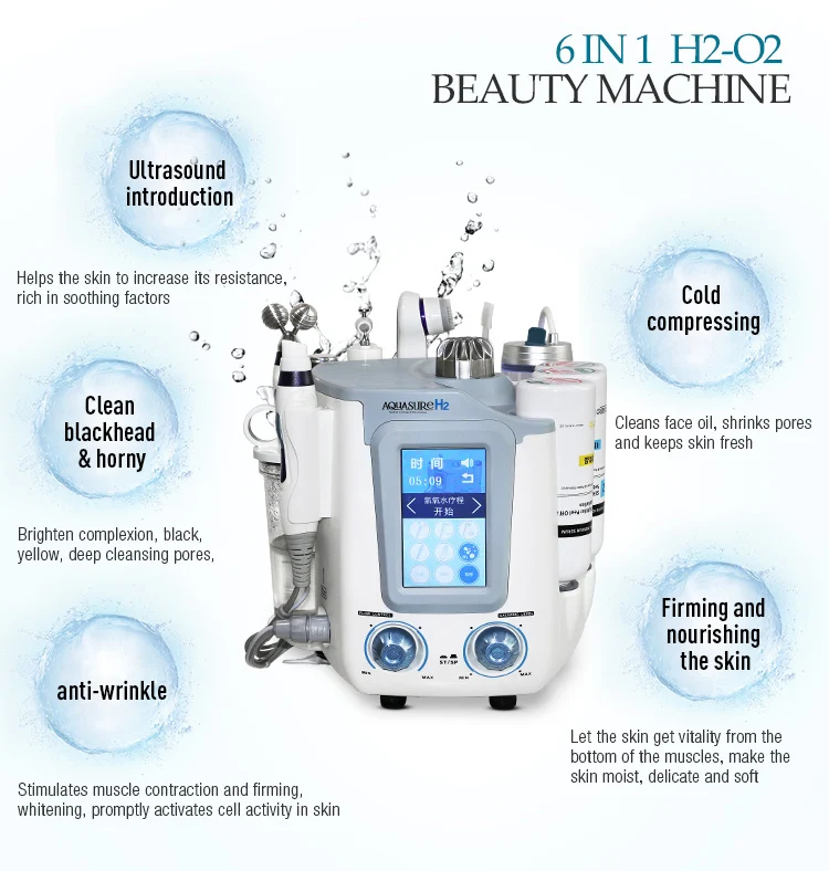 

Hydro Facial Machine 6 in 1 Hydra Dermabrasion Machine Face Cleanser Multifunctional Facial Spa Device Skin Care Beauty Machine