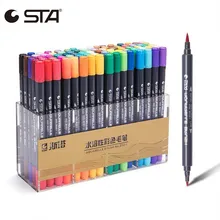STA 12/24/36/48/80 Цвет маркер для рисования с двойной головкой воды Цвет кисть для рисования канцелярские двойной наконечник пера эскиз маркеры манги