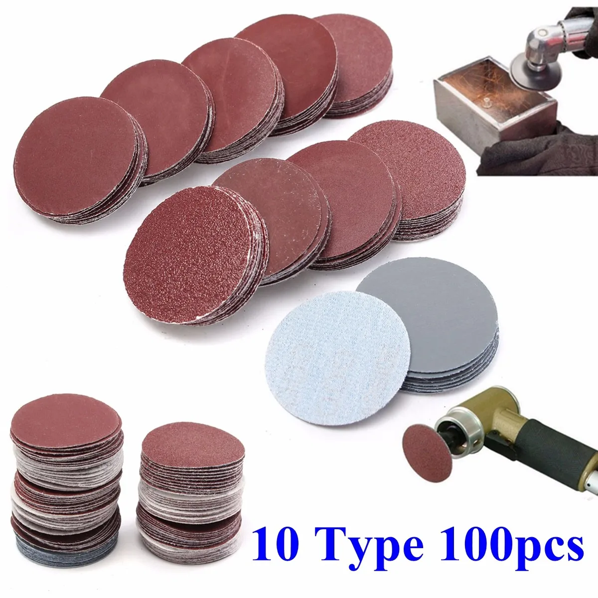 

100pcs Sanding Disc 2inch 50mm Sandpaper 80 100 180 240 600 800 1000 1200 2000 3000Grit Polishing Discs Mixed Sandpaper Set