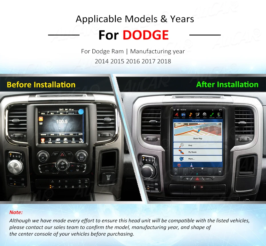 Sale Android 6.0 Tesla Style 10.4" Car DVD Player for Dodge RAM GPS System Audio 2014 - Bluetooth Radio WIFI 4G Vertical Stereo IPS 7