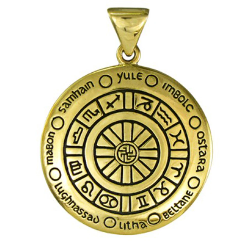 

Wheel Of The Year Just Like Silver and Gold Color Wicca Pendant by Peter Stone pagan festivals