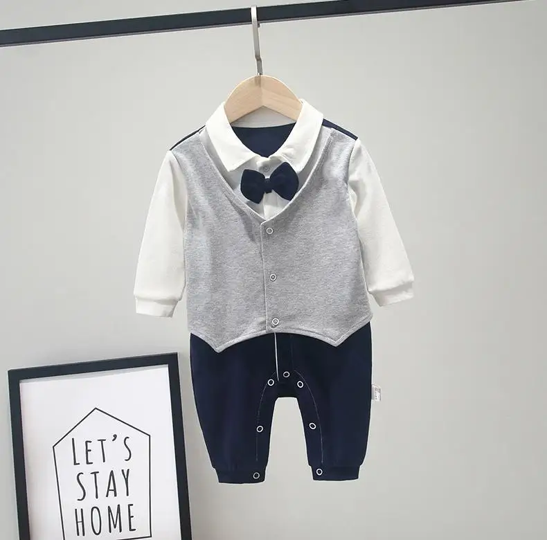 newborn baby boy clothes sping and autumn Gentleman style baby romper long sleeve cotton rompers kids infants costume