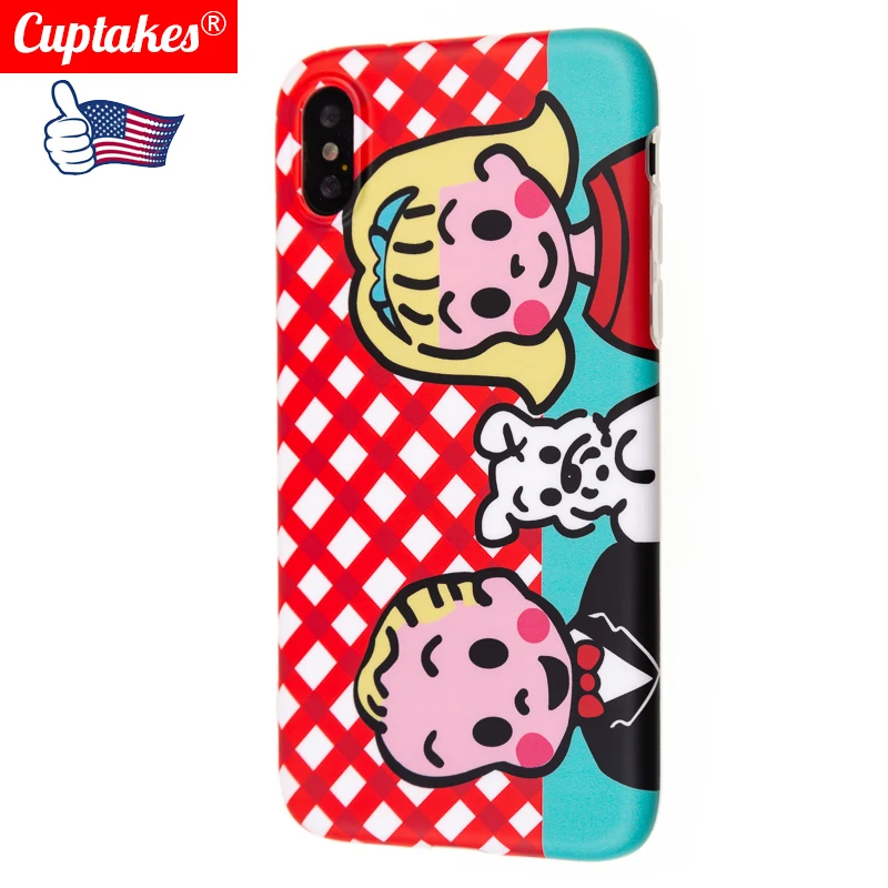

Cuptakes Luxury Matte Soft Silicone Case for Apple iPhone 6 6S 7 8 Plus X Cover Cute Baby Friend Cartoon Fundas Coque