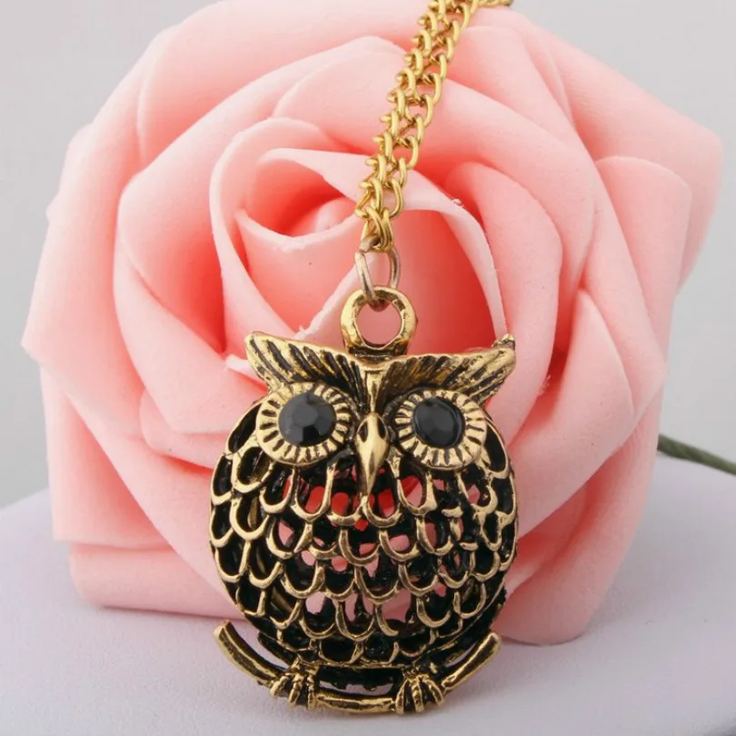 

New Design Vintage Antique Gold Female Elegant Necklace Bohemian Pendant Necklace Exaggerated Hollow Owl Long Necklace