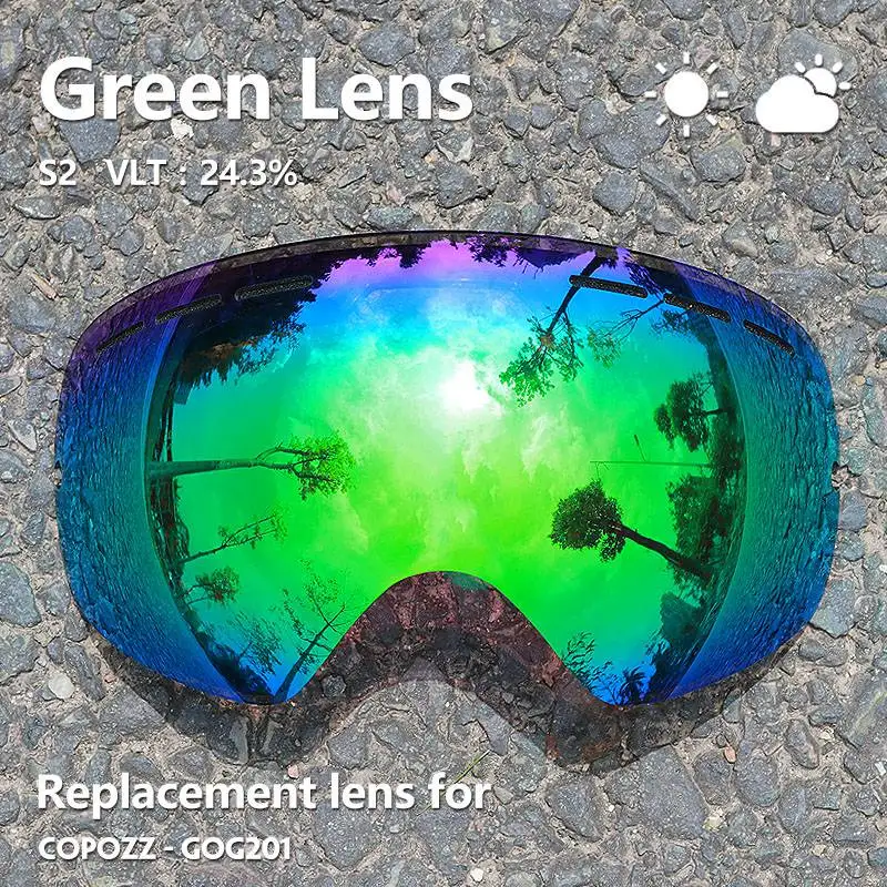 COPOZZ GOG-201 линзы лыжные очки линзы противотуманные UV400 большие сферические лыжные очки снежные очки сменные рассеиватели(только линзы