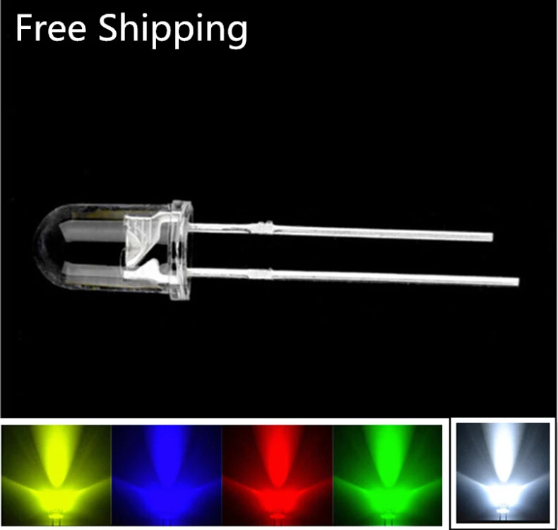 

Free Shipping 5mm Round White Blue Yellow Green Red LED Diodes Super Bright Bulb Panel Board Lamp Light 500pcs/lot
