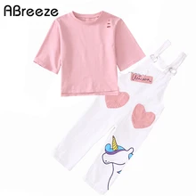 Новые джинсовые штаны для девочек Летний комбинезон с единорогом для девочек, повседневный комбинезон для маленьких девочек детская одежда для детей от 2 до 10 лет