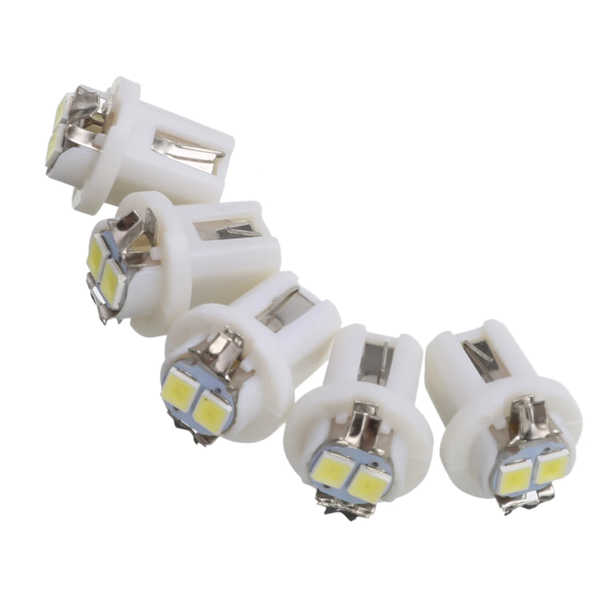 10pcs/set High Bright White T5 B8.5D 3528 2 LED Car Dash Gauge Cluster Instrument Panel Wedge Light Bulb Dashboard Lamp