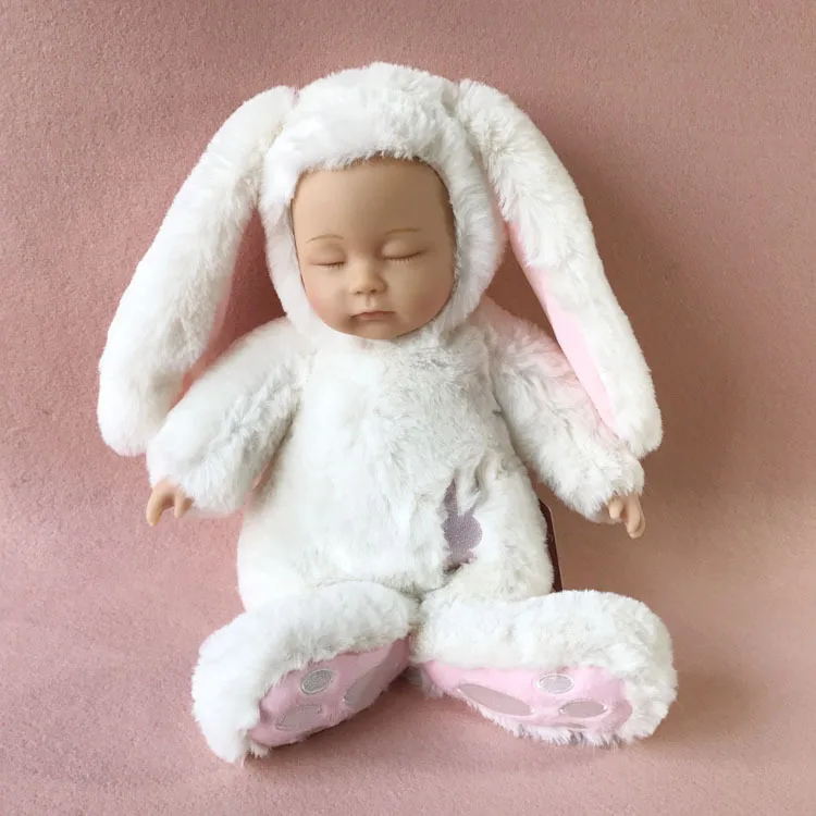 Очень милые 45 см куклы-имитации и кукла-реборн для сна, расслабляющая Модная Кукла Кролик, плюшевая игрушка, мягкая детская игрушка, подарок для ребенка - Цвет: Белый