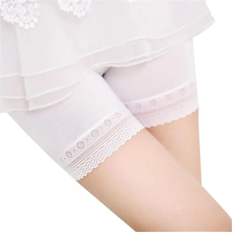 Надежные кружевные Панталоны женские многоярусные юбки короткая юбка под Нижнее белье Шорты - Цвет: White