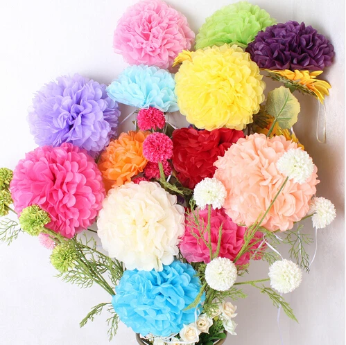 

1pcs 10inch (25cm) pompon Tissue Paper Pom Poms Flower Kissing Balls Home Decoration Festive Party Supplies Wedding Favors balls