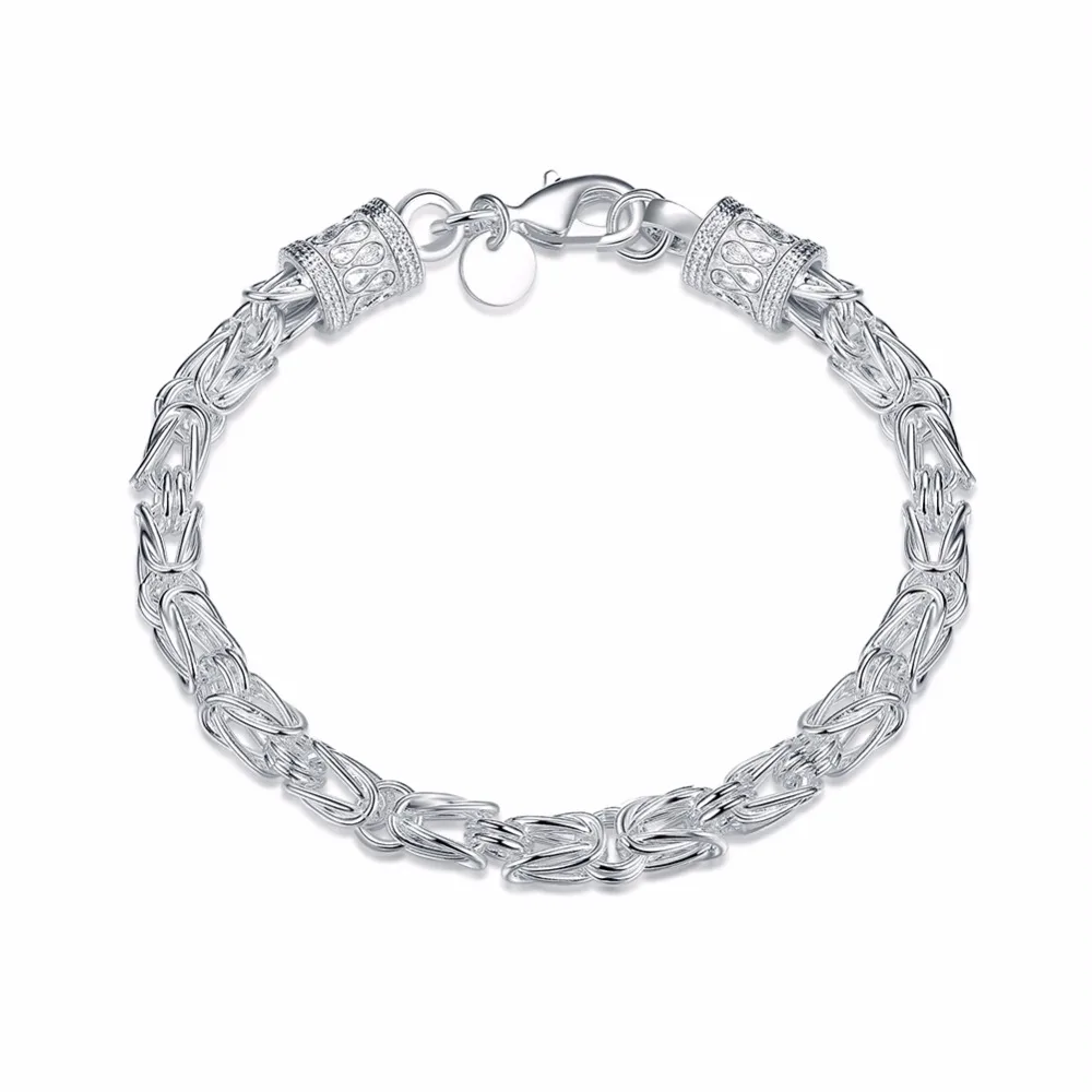 

Hot 925 sterling silver lobster deduction male models geometric pattern hollow bracelet gave her boyfriend's birthday gift