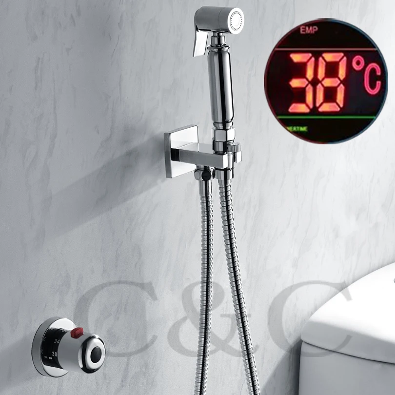 Thermostatic Handheld Toilet Bidet Faucet Hygiene Personal Cleaning