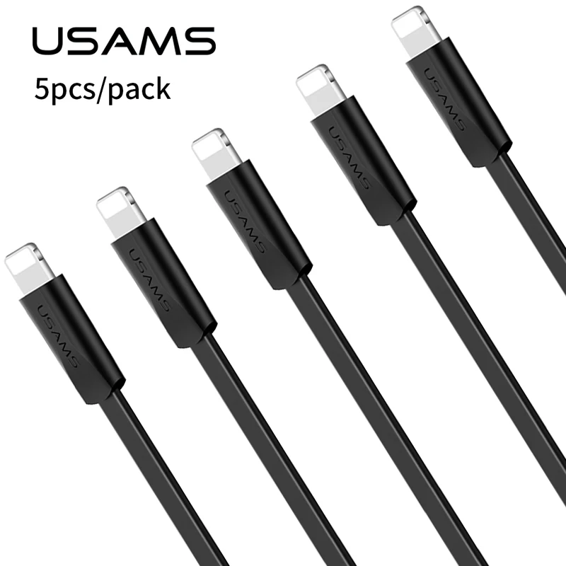 

5Pcs/Lot USB Cable for lightning Cable , USAMS 2A USB Cabel for iPhone Sync Data cable 5 Charging for iphone x 8 7 6s 6 5 cord